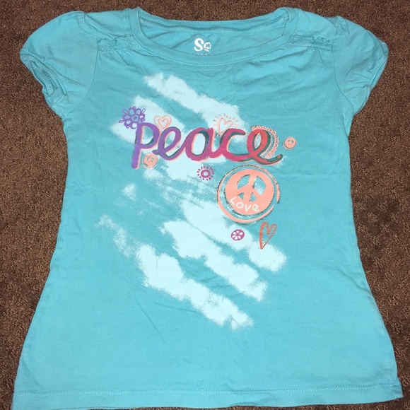 SO Other - 🦋Girls size 10-12 blue Peace & Love tshirt by SO